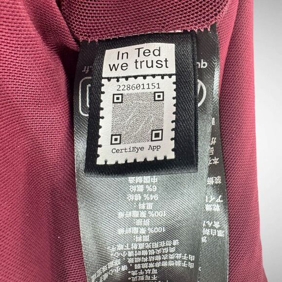 Ted Baker Emaleee Sequin Wrap Plunge Neck Midi Dress Size 2 US 4-6 Dark Red Glam - Picture 10 of 11